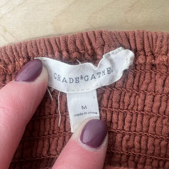 Grade & Gather Tie Front Gauze Jumpsuit in Dusty Clay Sz M Beach Boho Stretch - Picture 8 of 8